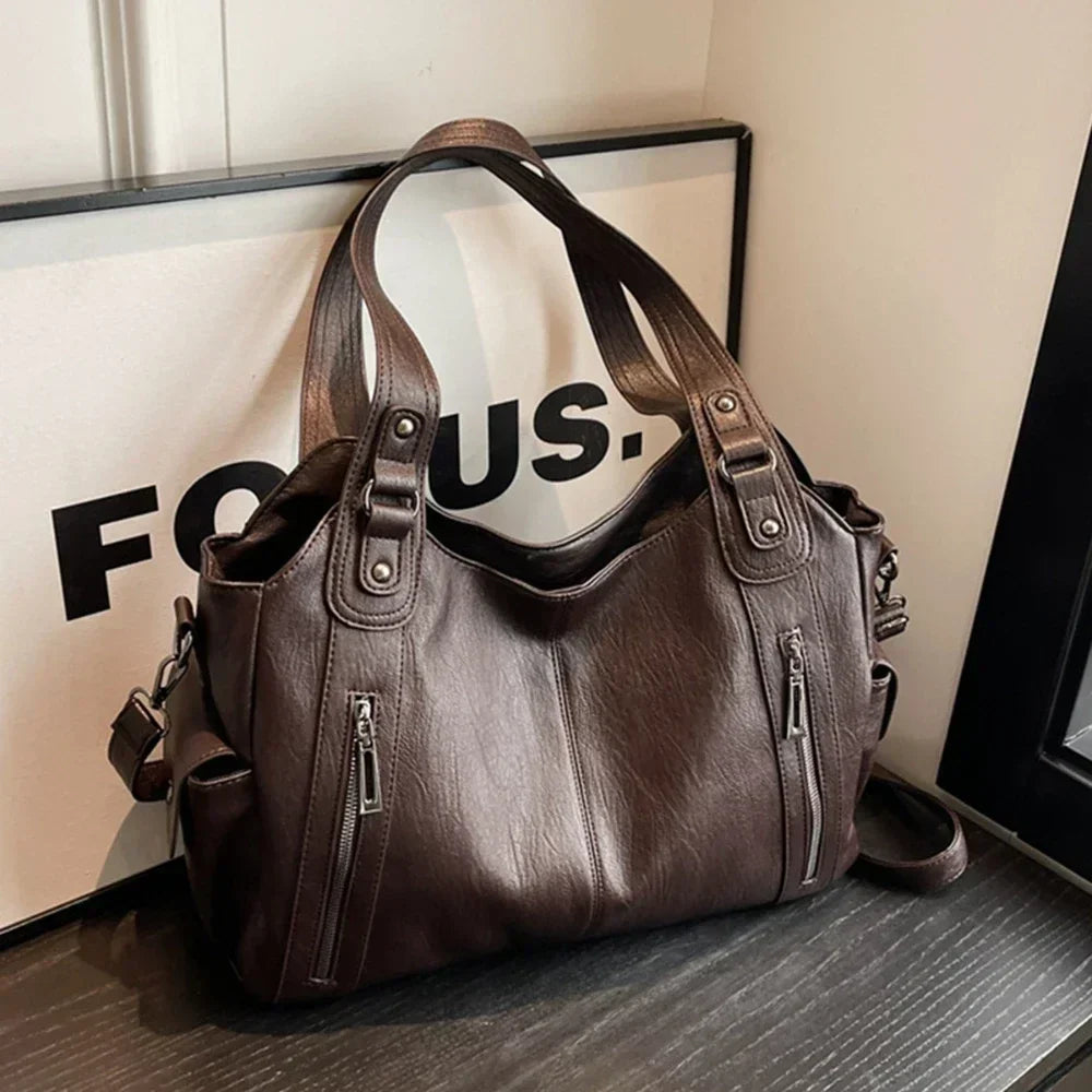 Soft Interior Compartment Shoulder Bags 2026 High Quality Contrasting Colors Bags for Women Fashion Zipper Pu Women's Handbags Quick Pick Grocers