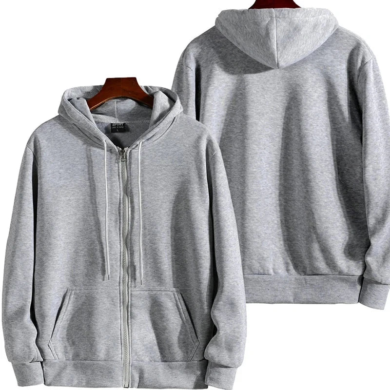 Zipper Hoodies Autumn Winter Men's New Long Sleeve Hooded Sweatshirt Fashion Casual Male Outfit Sportwear Loose Fit Clothes Econic Blanks