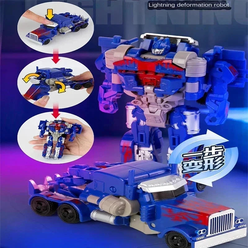 Transformation Car Anime Robot Model One Step Deformation Robot Toy Kid Puzzle Toy Deformation Car Action Figure Model Econic Blanks