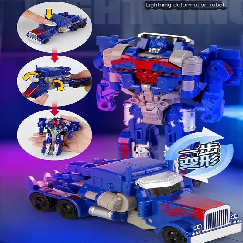 Transformation Car Anime Robot Model One Step Deformation Robot Toy Kid Puzzle Toy Deformation Car Action Figure Model Quick Pick Grocers