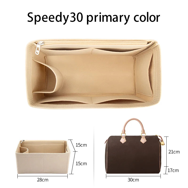 WUTA Felt Insert Bag Organizer For LV Speedy 20 25 30 35 Flap Handbag Inner Bag Makeup Travel Purse Storage Tote Bag Accessories Quick Pick Grocers