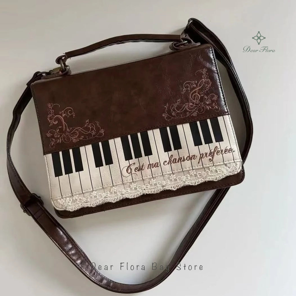 New Vintage Piano Shoulder Bag Womens Brown Crossbody Bag Y2k Girls Transparent Ita Bag Personalized Backpack Aesthetic Handbags Quick Pick Grocers