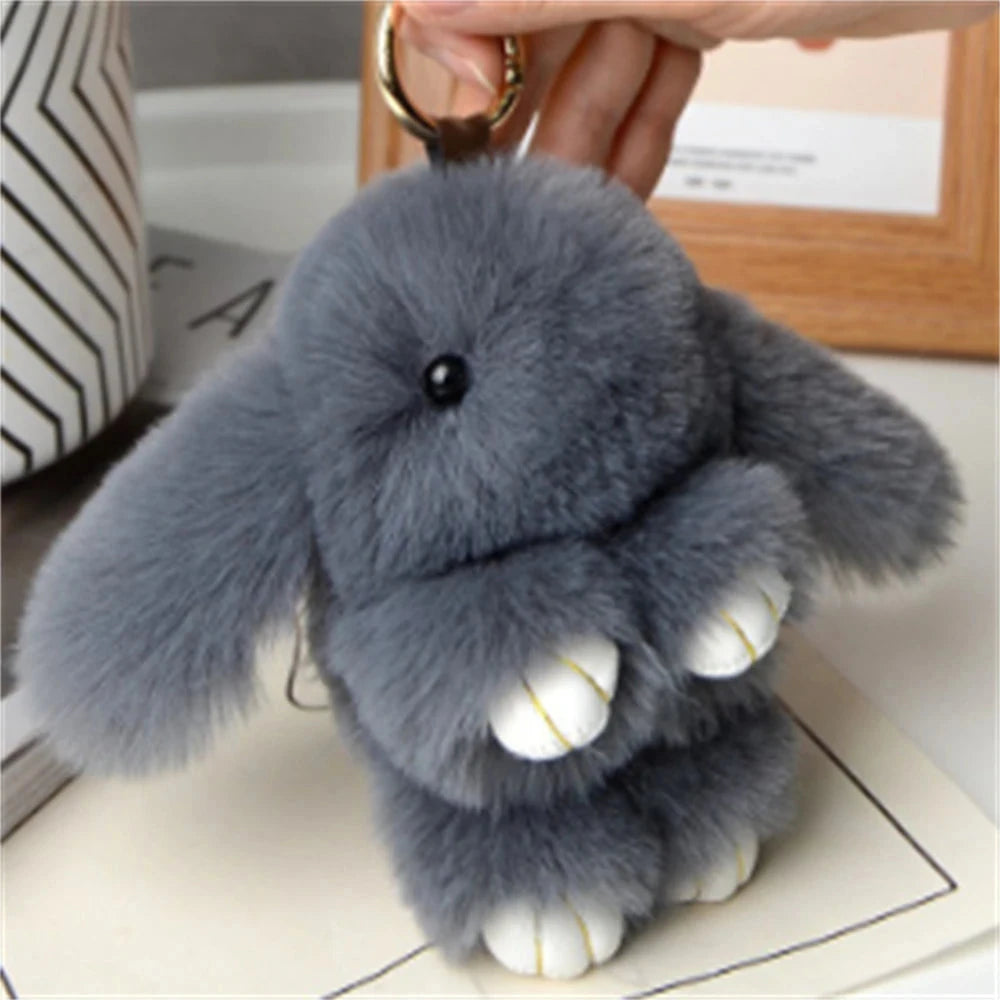 15cm Rabbit Fur Keychain Women Bag Car Key chain Pendant Decoration Jewelry Bags Hangings Accessories Gifts Econic Blanks