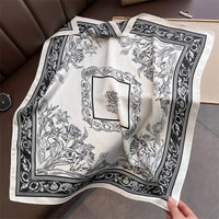 2025 Silk Shawl Print Headscarf Cat Hair Wrap Neckerchief Female Satin Square Scarf For Women Headband Foulard Hijab Bandana Quick Pick Grocers