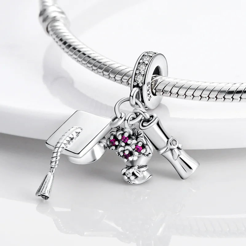 2025 Hot Sale Charms Bead 925 Sterling Silver Pink Butterfly Luminous Firefly Dangle Fit Bangle Bracelet Necklace DIY Jewelry Econic Blanks