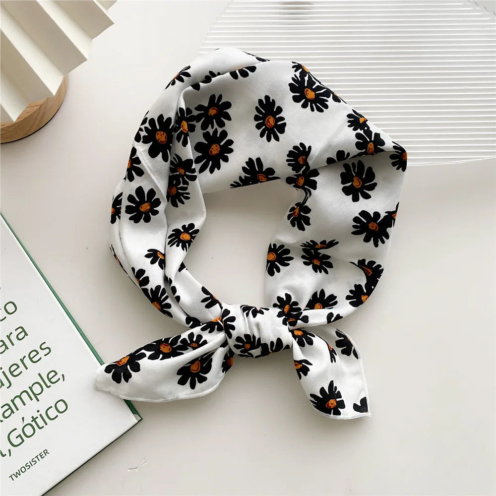 55cm Laies Headband Cotton Linen Square Scarf Women Korean College Girls Fashion Spring Autumn New Style Elegant Neck Scarves Quick Pick Grocers