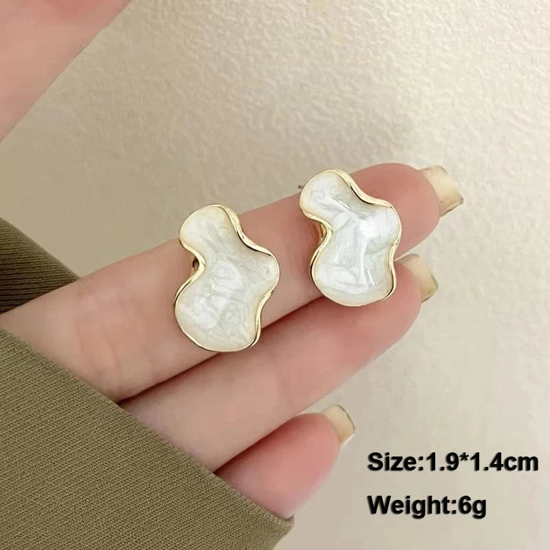 Pure White Women's Dangle Earrings Blooming Flower Acrylic Enamel Butterfly Imitation Pearl Heart Hanging Earrings Elegant brinc Econic Blanks