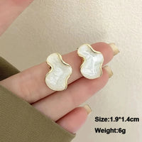 Pure White Women's Dangle Earrings Blooming Flower Acrylic Enamel Butterfly Imitation Pearl Heart Hanging Earrings Elegant brinc Econic Blanks