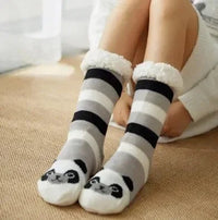 Christmas Gift Slipper Socks Women Thermal Winter Warm Plush Non slip Grip Sleeping Floor Short Sock Fuzzy Fluffy Female Cartoon Quick Pick Grocers