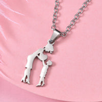 Girls Boy Children Stainless Steel Family Necklaces Mama Pendants Necklace Birthday Gifts For Women Jewelry Mother's Day Jewelry Quick Pick Grocers