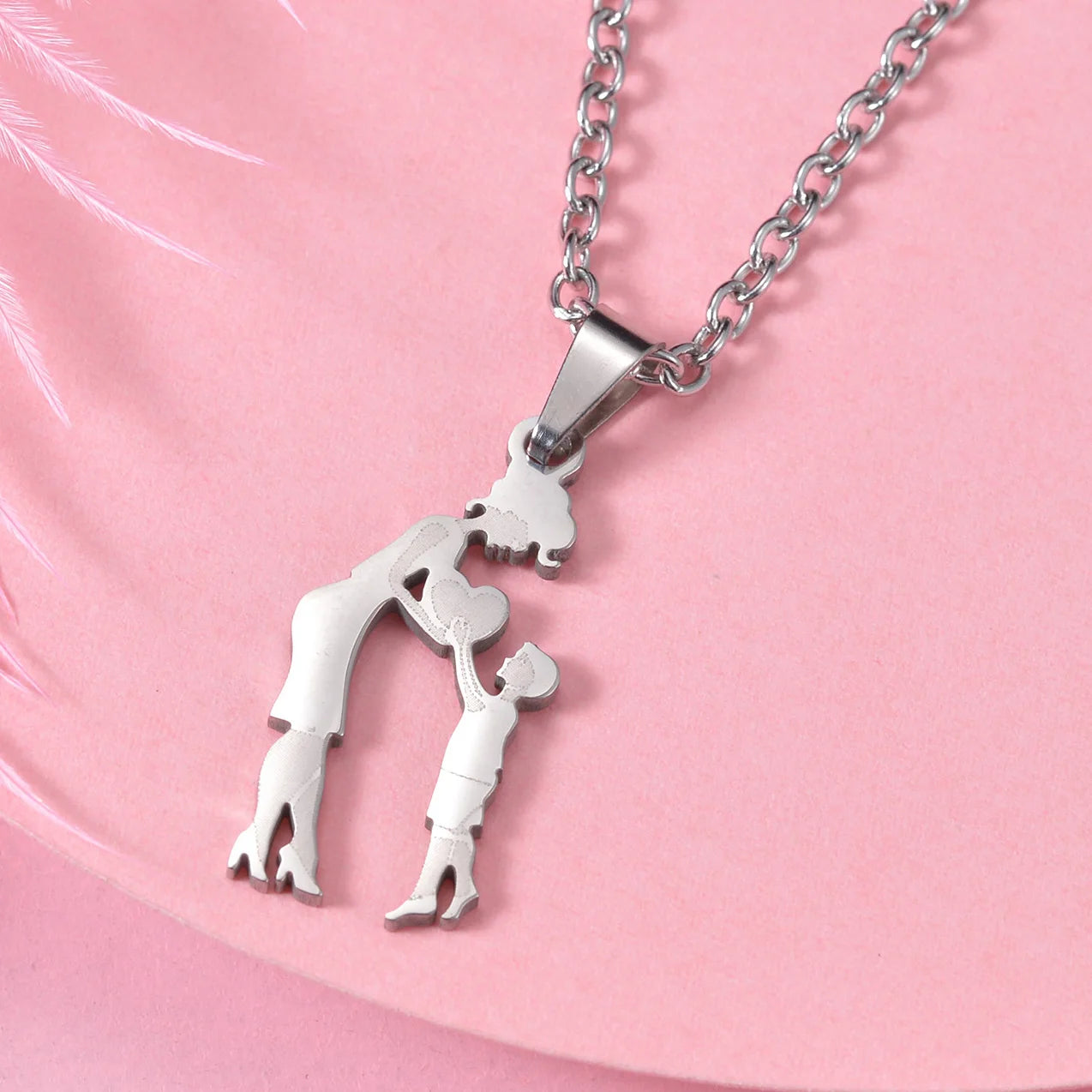 Girls Boy Children Stainless Steel Family Necklaces Mama Pendants Necklace Birthday Gifts For Women Jewelry Mother's Day Jewelry Quick Pick Grocers