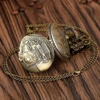 Vintage Bronze Train Locomotive Steampunk Quartz Pocket Watch Necklace Pendant with Chain Best Gift for Men Women reloj bolsillo Quick Pick Grocers