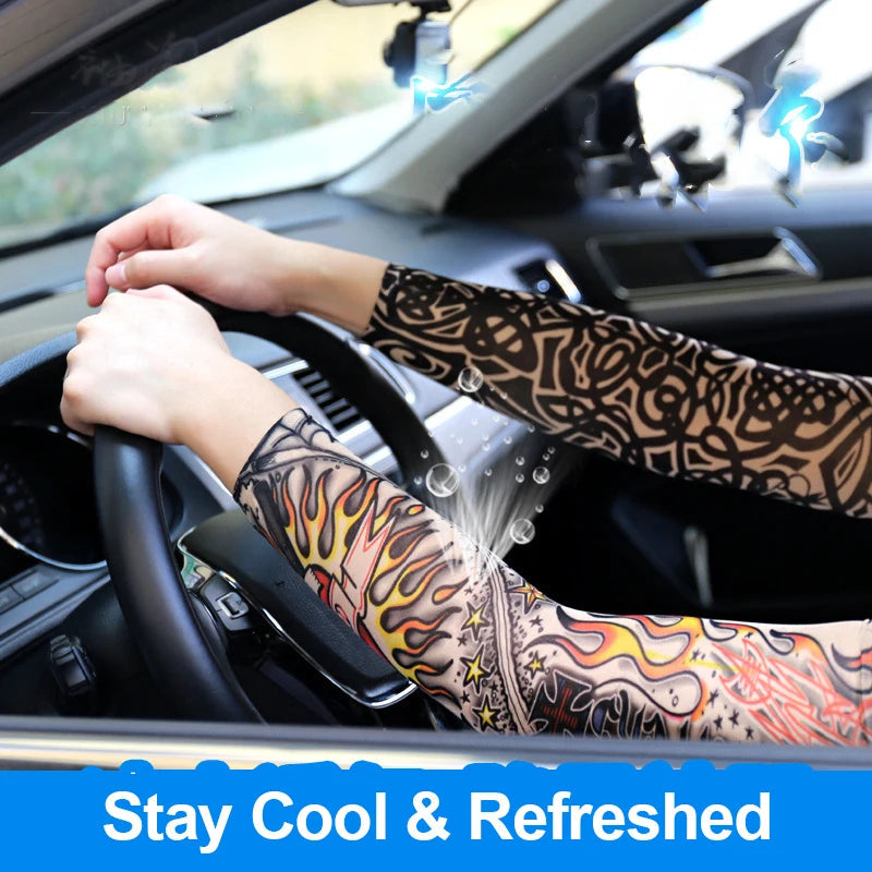 6 PCS Tattoo Sleeves Unisex Summer Cycling Sun Protection Arm Covers Beach Driving Fishing Breathable Nightclub Elastic Sleeves Quick Pick Grocers