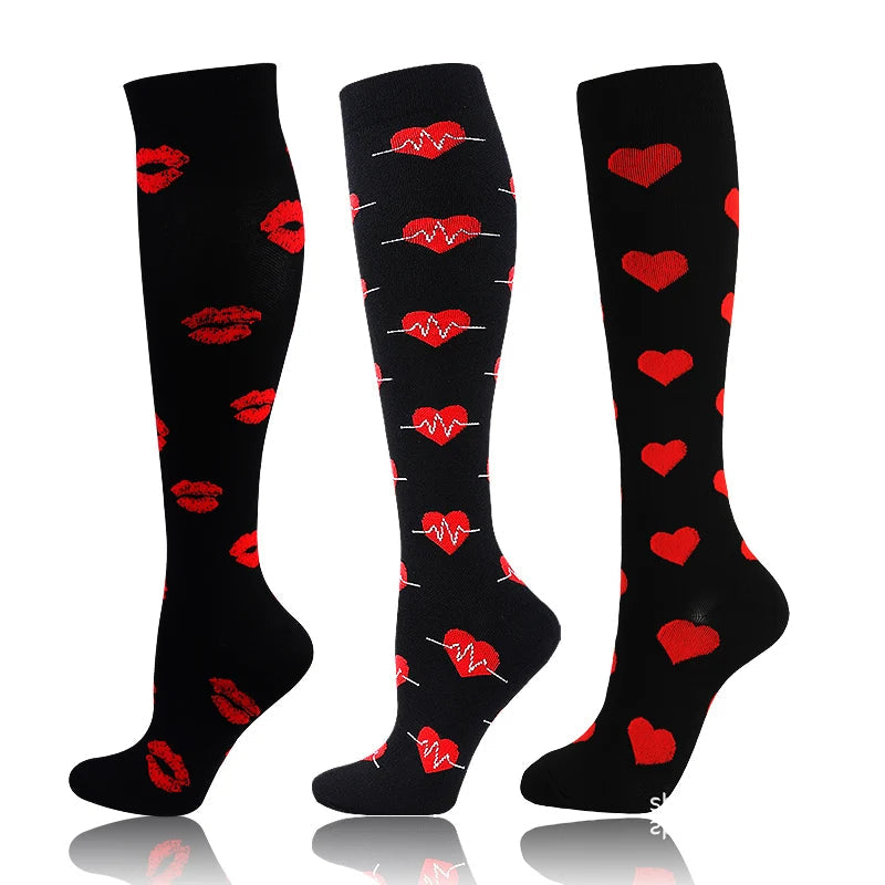 58 Styles 3 Pairs/Pack Compression Socks Knee High 30MmHg  Women Men Sports Socks Edema Diabetes Varicose Veins Running Socks Quick Pick Grocers