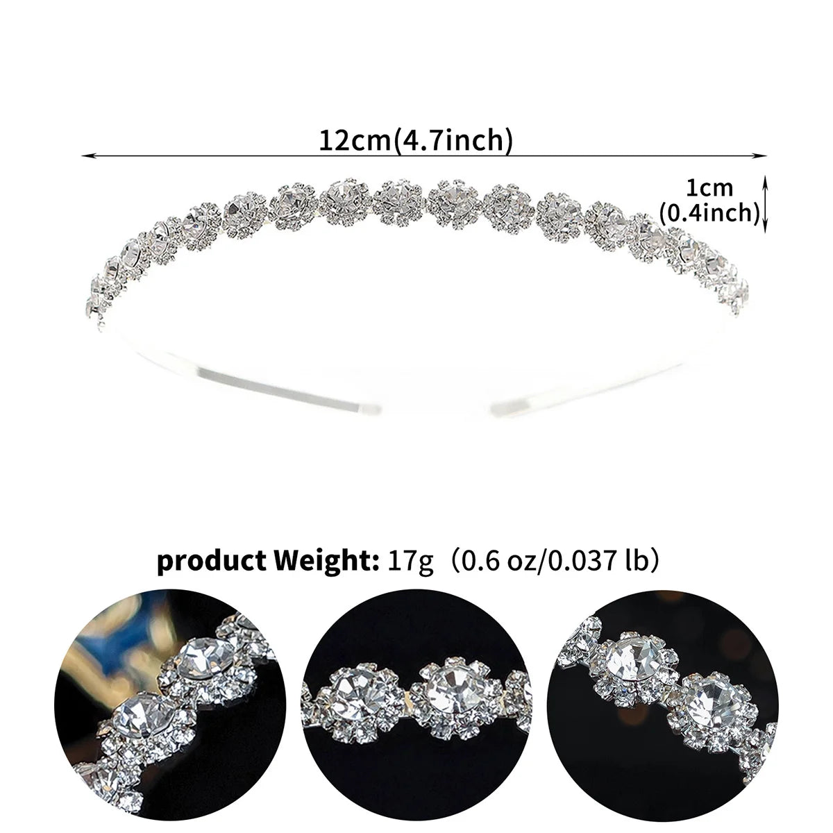 Sparkling Rhinestones Hair Bands Fashionable Crown Handmade Head Bands Jewelry Accessories School Halloween Gifts for Girls Quick Pick Grocers