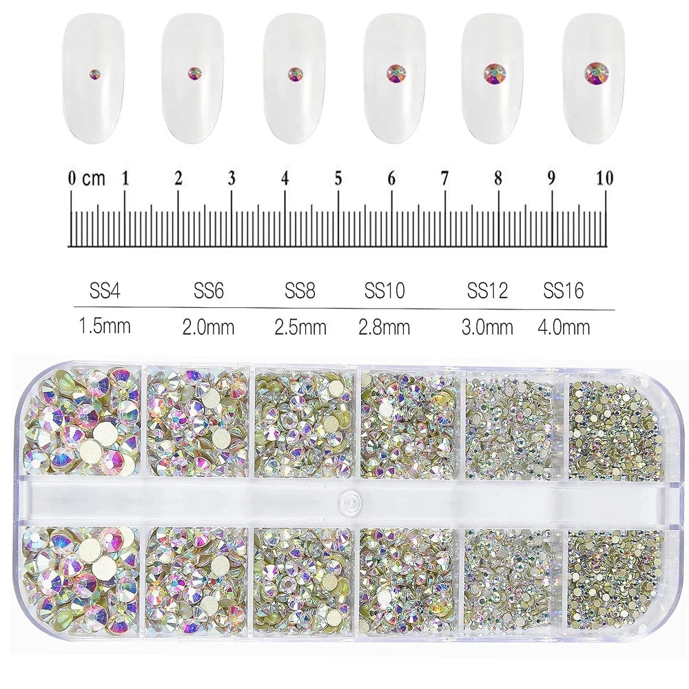 180pcs AB Flatback Glass Nail Art Rhinestones Multi-shape Mixed Diamond Gems Blue Purple Crystal Stones For DIY Nail Decoration Econic Blanks