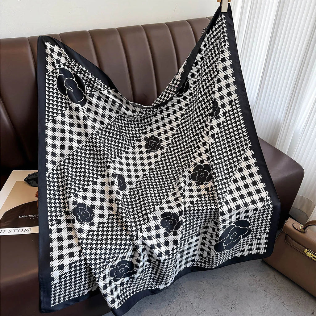 90*90Cm Square Scarf Twill Silk Feeling Women Head Shawls and Wraps Luxury Hair Tree Print Neck Scarves Hijab Bandana Pashmina Quick Pick Grocers