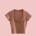 Summer Slim T-Shirt Women Sexy Short Sleeve T Shirt U-Neck Gray Tee Female Solid Basic Black/White Korean Crop Tops Hot Y2k Quick Pick Grocers