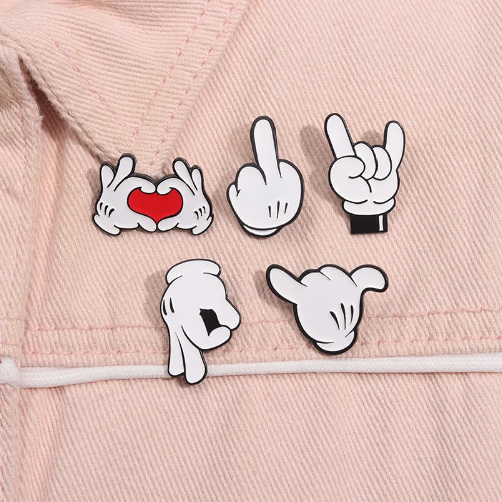 Cartoon Finger Gesture Love You Enamel Pins Creative Metal Decoration Brooch Lapel Badge Clothes Backpack Accessory for Friends Quick Pick Grocers