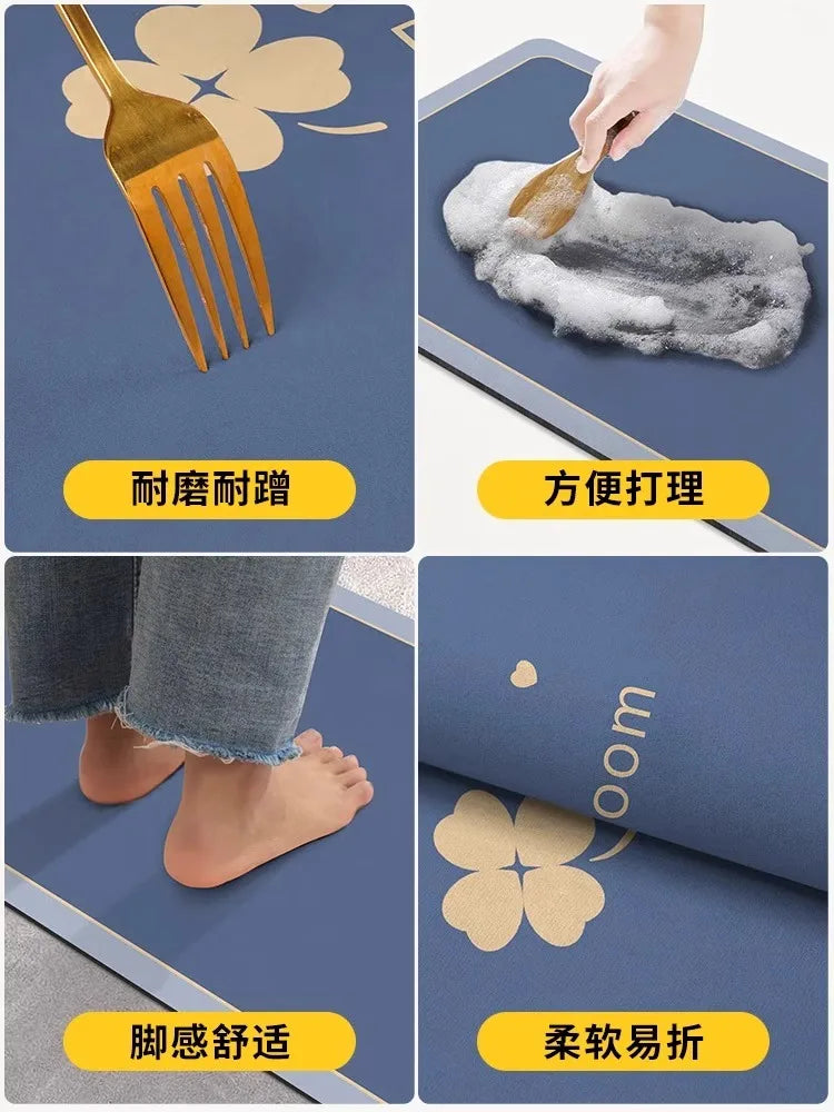 Diatomaceous Earth Bath Mat Bathroom Rug Absorbent Non-slip Floor Foot Mats Quick Dry Shower Carpet Toilet Pad Doormat Washable Econic Blanks