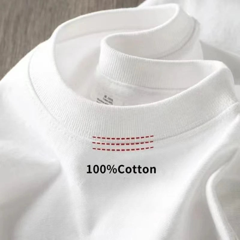 Pure White 260g Heavy T-shirt Men's Summer Pure Cotton Short-sleeved New Men's and Women's Streetwear Quick Pick Grocers