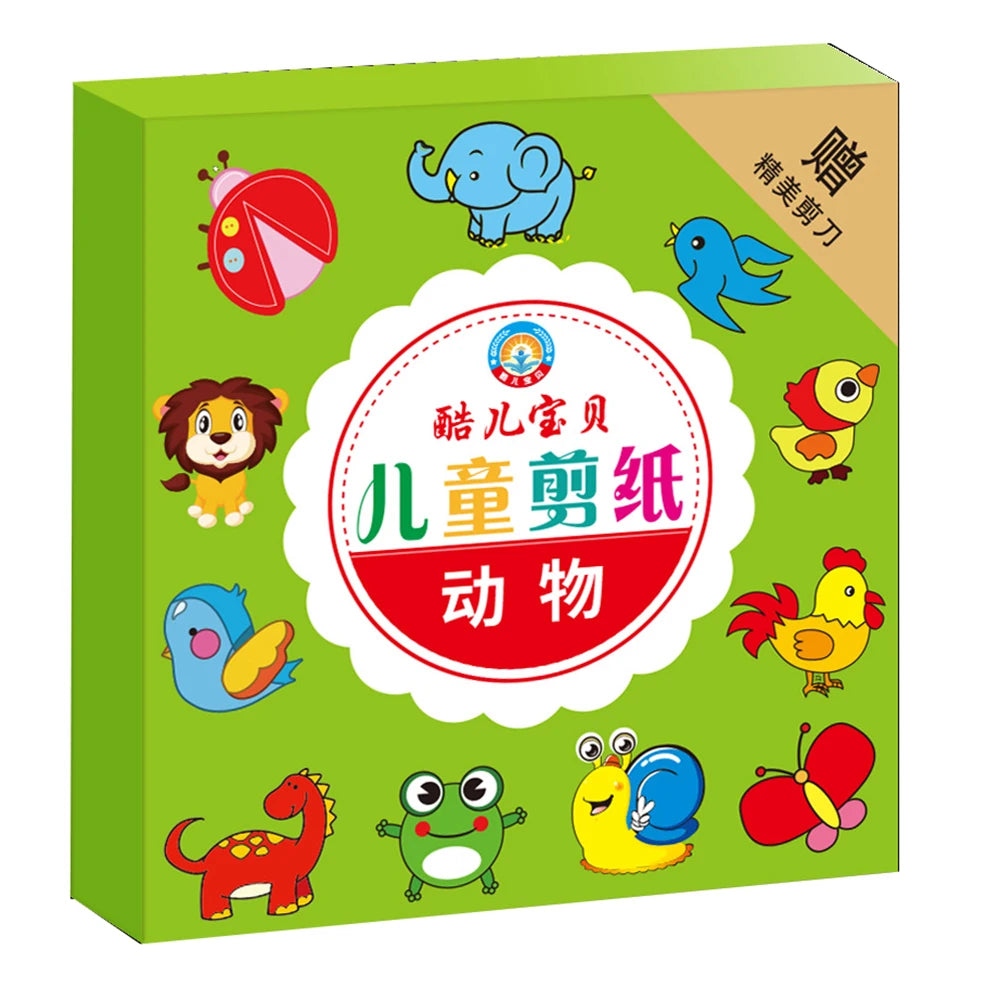 96Pcs Fun Paper Cutting Set, Paper Cutting, Paper Art, Scissors Skill Activity Paper Cutting Book, Children's Scissors Craft Kit, with a Pair of Child-Safe Scissors, Creative Games, Safe Scissors, Paper Art, Creative Playtime Quick Pick Grocers