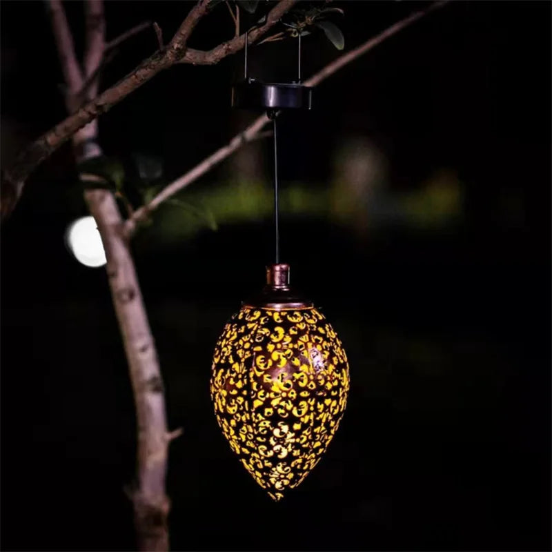 Outdoor Water Drop Shaped Solar Projection Light Waterproof Hollowed-out for Garden Patio Stair Fence Street Landscape Balcony Quick Pick Grocers