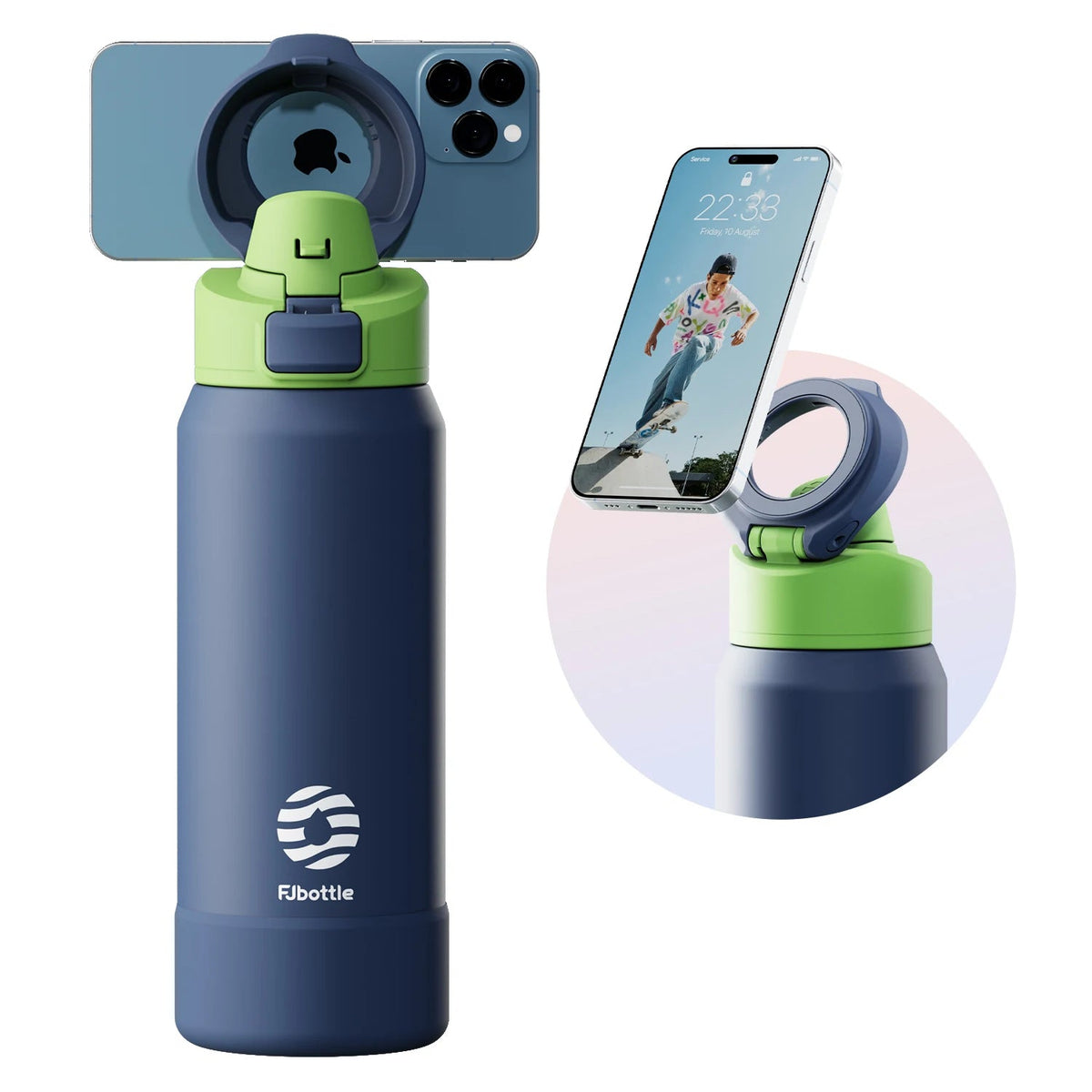 Fjbottle Magnetic Thermos Stainless Steel Sports Water Bottle with Magnetic Phone Holder Bouncing cover Insulation Cup Quick Pick Grocers