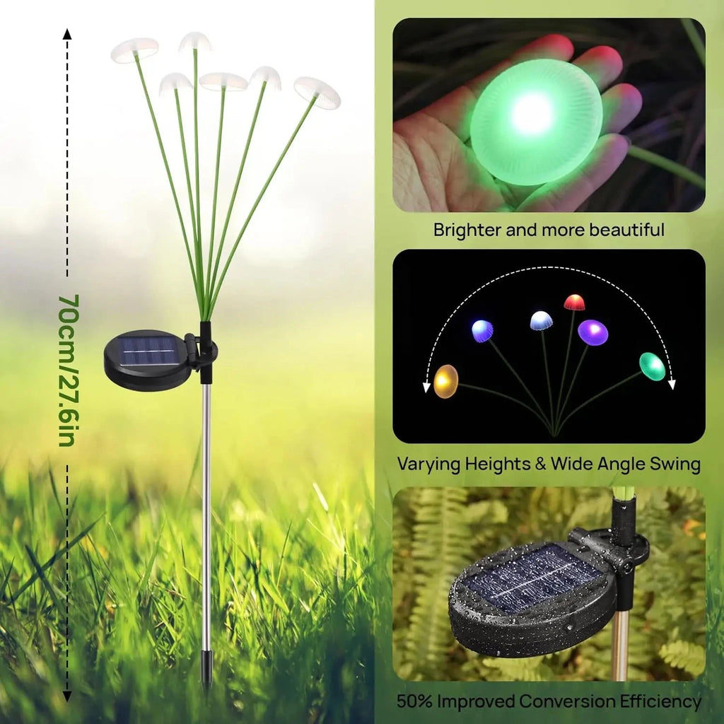 Solar Garden Lights Dual Mode LED Solar Mushroom Lights Waterproof Decor Yard Patio Pathway Jellyfish for Garden Ambiance Econic Blanks