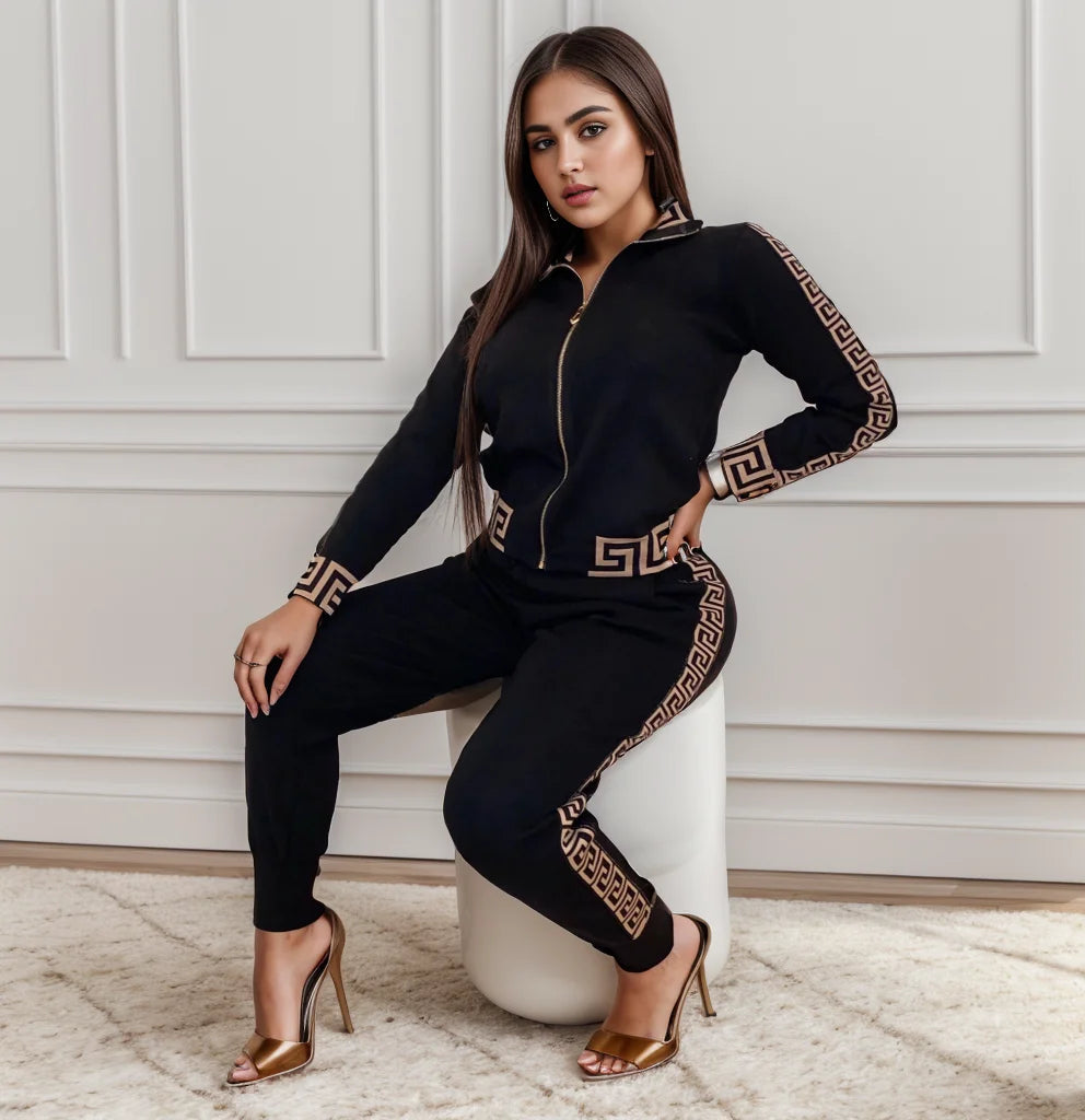 2024 Europe And The United States New Style Leisure Printing Stitching Two-piece Suit Quick Pick Grocers