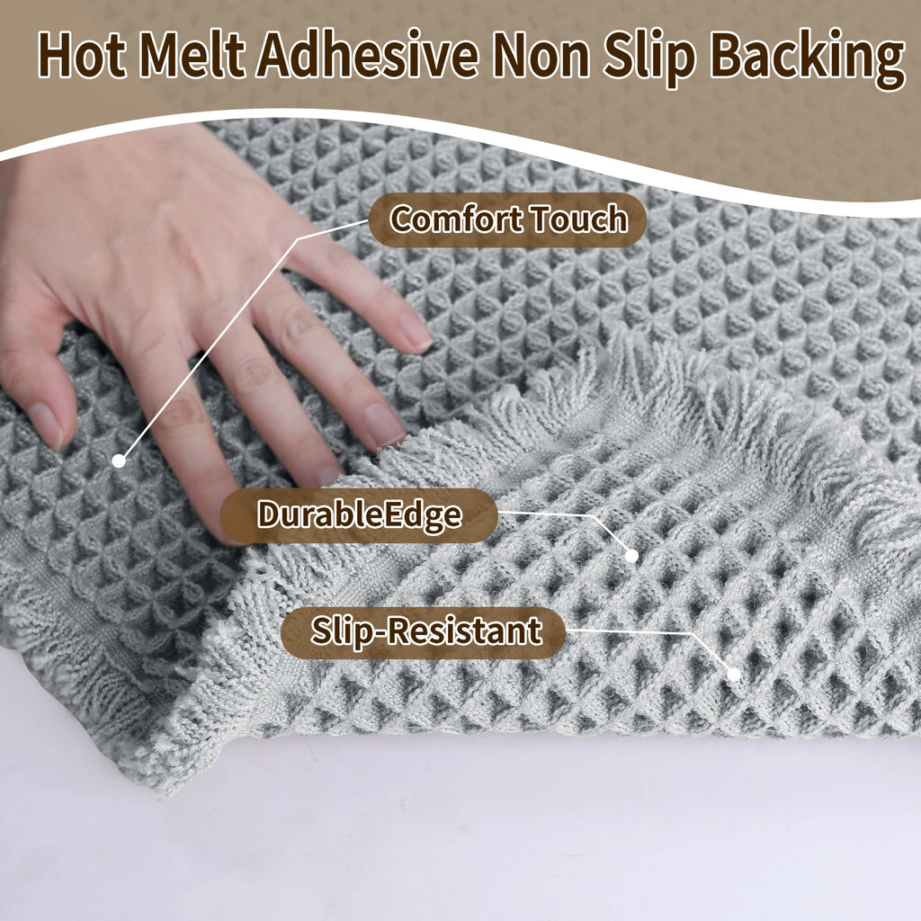 Waffle Bathroom Rugs Soft Non Slip Machine Washable Super Absorbent Bath Mats with Tassels for Bathroom Floor Tub Beside Decor Quick Pick Grocers
