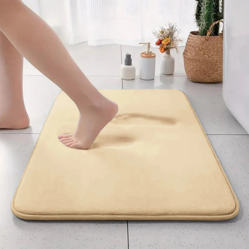 Thickened solid color absorbent carpet flannel bathroom floor mat bathroom entrance non-slip door mat Quick Pick Grocers