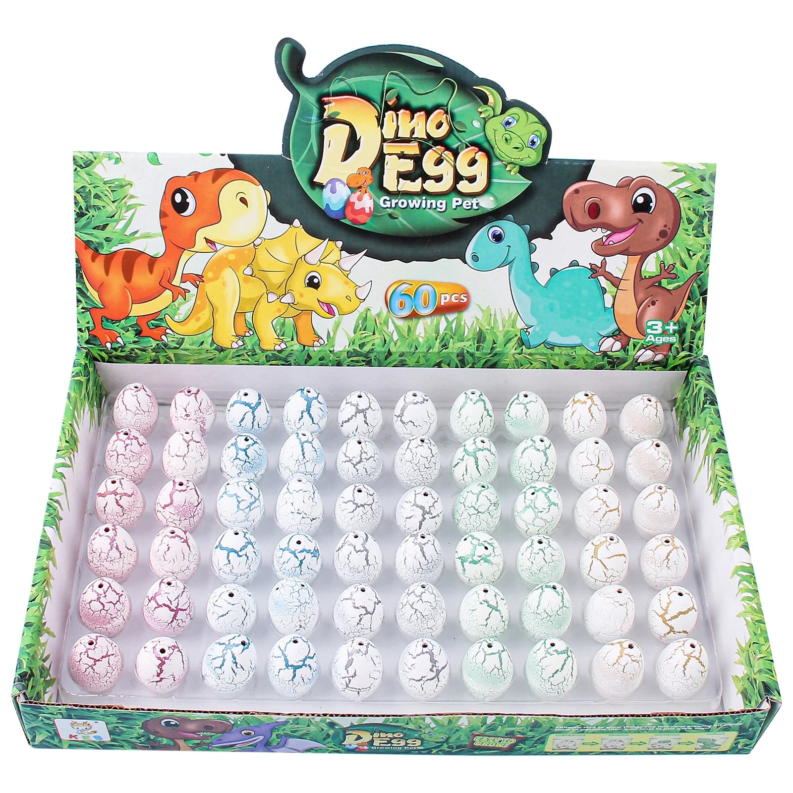 Sunpao 60pcs Magic Dinosaur Eggs Hatching in Water Growing Dinosaur Egg Animal Breeding Educational Toys for Children Kids Gifts Quick Pick Grocers