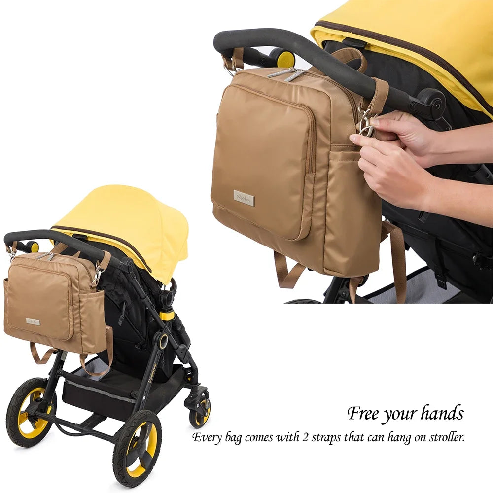 Soboba 2023 New Diaper Bags for Mother Waterproof Large Capacity Solid Polyester Diaper Backpacks Travel Bag for Newborn Baby Purest Peak