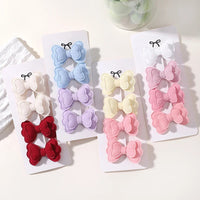 4Pcs/set Candy Colored Hair Clip Set for Girls Double Layered Bow Cute Bangs Hair Pin Cotton Safe Children's Hair Accessories Purest Peak