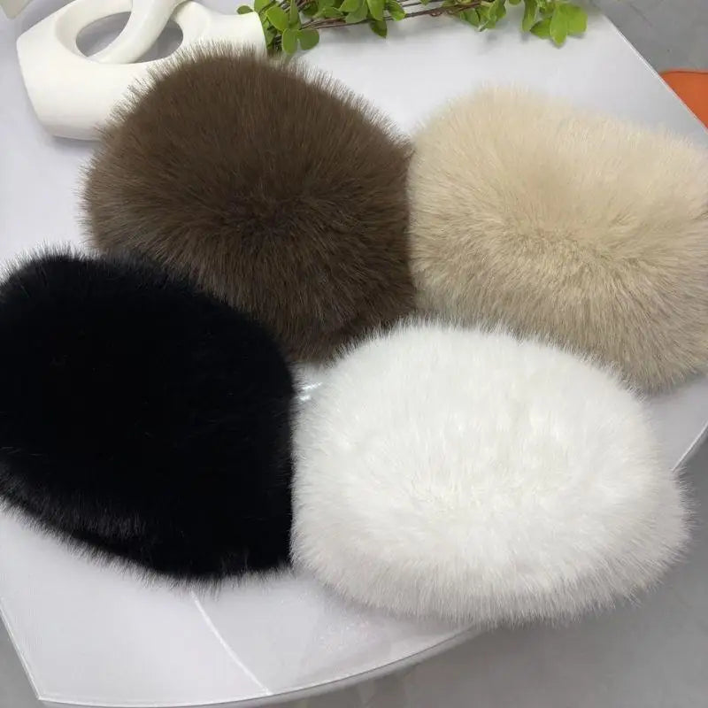 New Fluffy Fur Women's Winter Hat Winter Snow Ski Cap Female Faux Fur Thick Warm Windproof Hat Russian Hat Mink Fisherman's Hat Purest Peak
