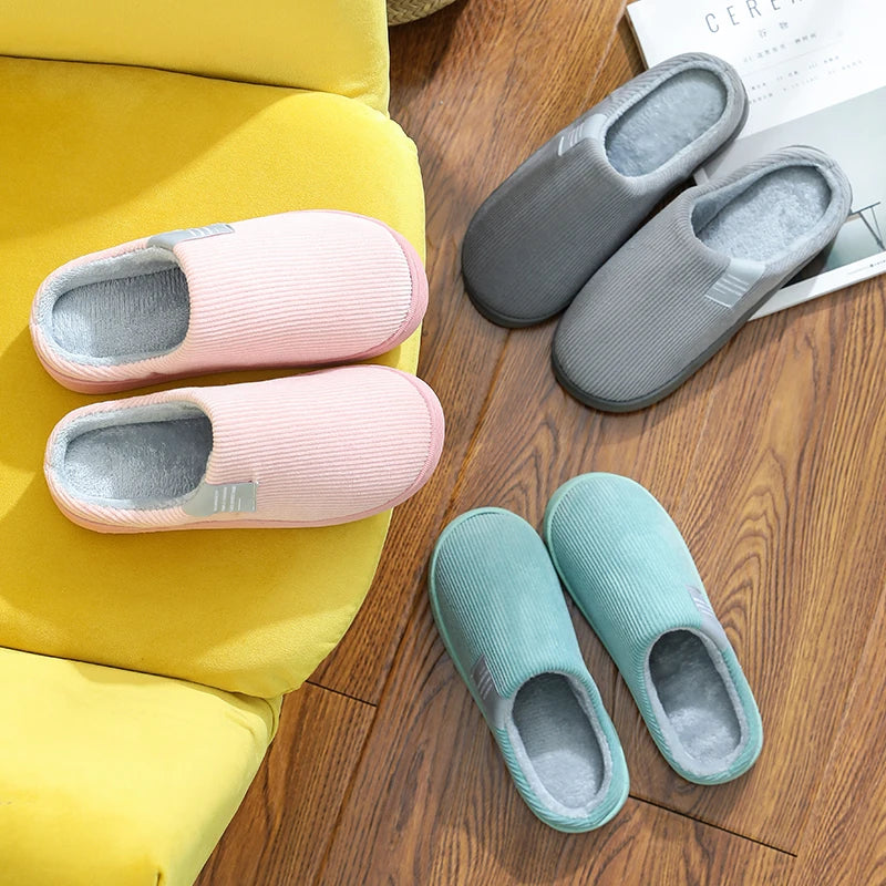 Thick Sole Home Indoor Outside Men And Women Couples Winter Household Warm Fluffy Slippers High Heels Plush Cotton Shoes Ladies Purest Peak