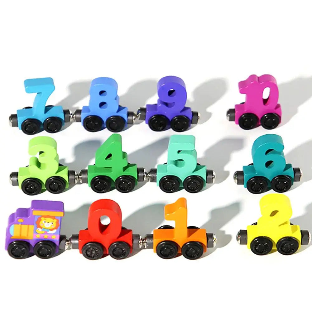 Wooden Number Digital Magnetic Train Toys Colorful Building Blocks Educational Hand-eye Coordination Magnetic Digital Train Quick Pick Grocers