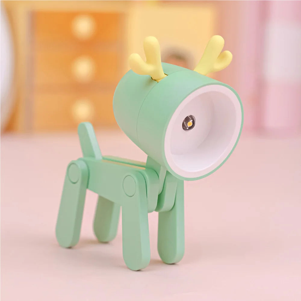 LED Night Light Mini Folding Desk Lamp Cute Pet Lights Dog Deer Portable Night Light Student Living Room Decor Gift Quick Pick Grocers