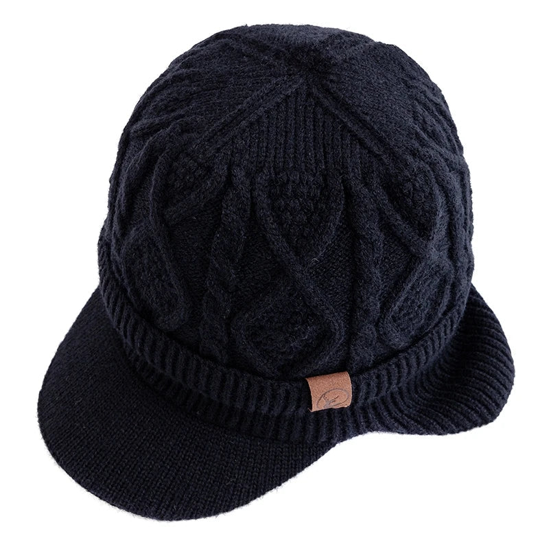 New Unisex Winter Hat Plush Fur Lined Warm Earflap Cap Stylish Soft Beanie Hat  Outdoor Thick Ski Sports Knitted Hat Purest Peak
