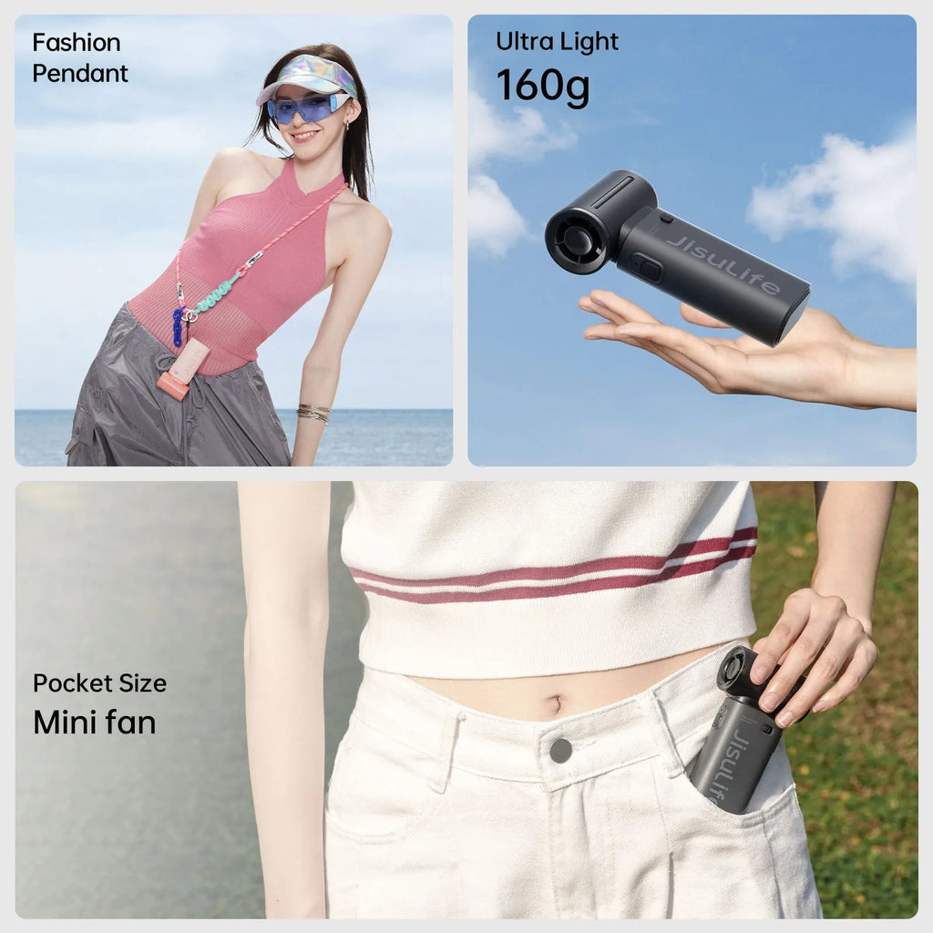 JISULIFE Handheld Turbo Fan,Super Strong Wind,5 Speeds,Long Battery Life,5000mAh,USB Rechargeable,Multipurpose Pocket fan Quick Pick Grocers