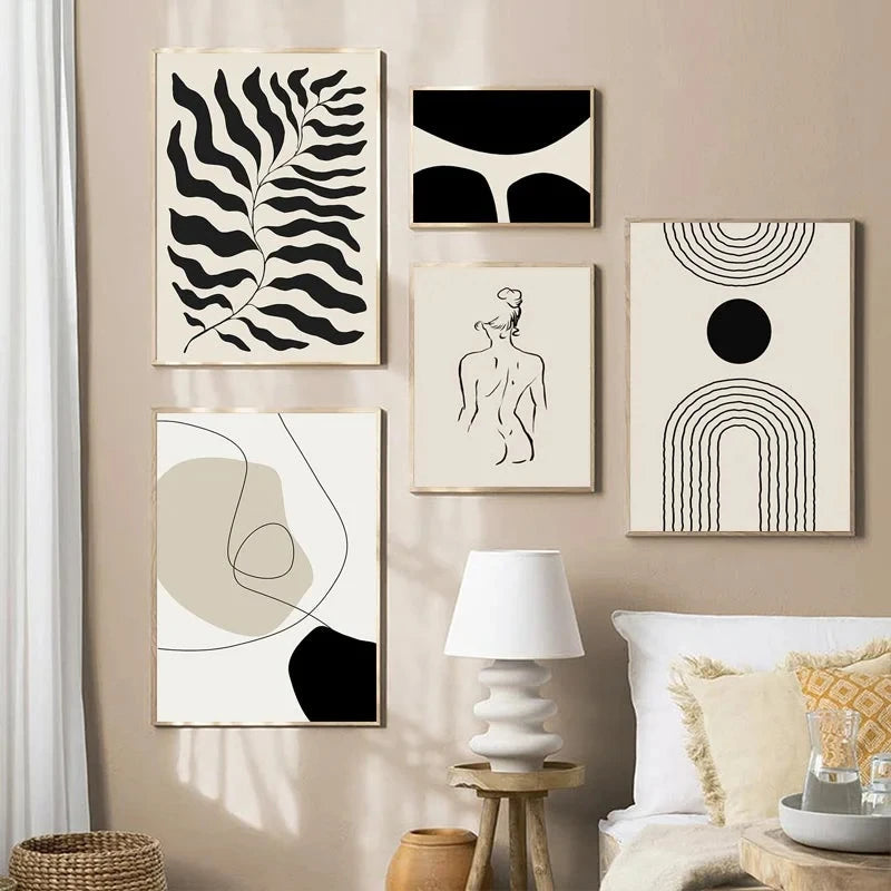 Geometric Leaf Rainbow Abstract Boho Canvas Prints Bohemia Line Poster Nordic Room Wall Aesthetics Art Painting For Home Decor Quick Pick Grocers