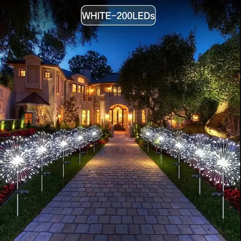 NEW 200LEDs Solar Fireworks Lights Outdoor Waterproof Solar Garden Lights 8 Lighting Modes With Remote Control Decorations Light Econic Blanks