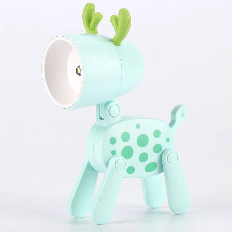 LED Night Light Mini Folding Desk Lamp Cute Pet Lights Dog Deer Portable Night Light Student Living Room Decor Gift Quick Pick Grocers