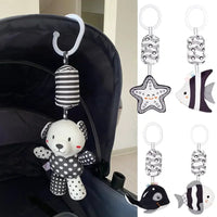Stroller Bed Hanging Bell Plush Doll Baby Infant Rattles Newborn Black White Visual Grab Ability Training Toys игрушки для детей Purest Peak