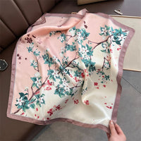 2025 Silk Shawl Print Headscarf Cat Hair Wrap Neckerchief Female Satin Square Scarf For Women Headband Foulard Hijab Bandana Quick Pick Grocers