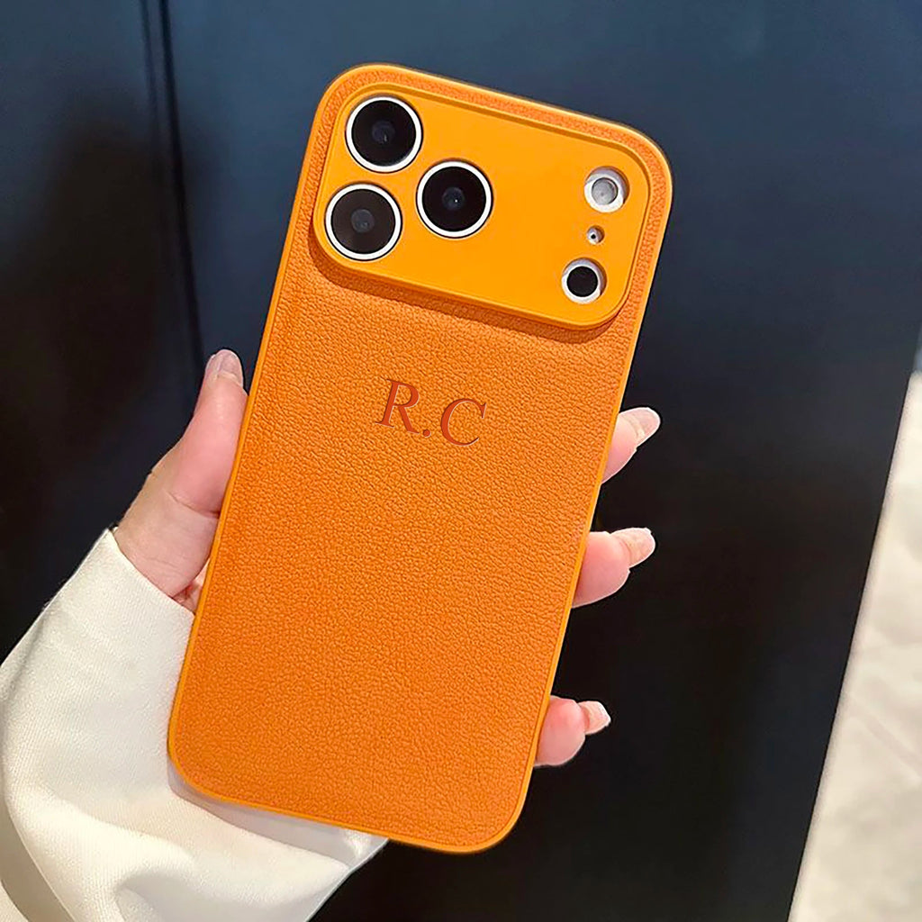 Custom Name Phone Case For iPhone 17 16 15 14 13 Pro Max Plus Air 3D Hot Stamping Faux Leather Cover Couple Gift Quick Pick Grocers