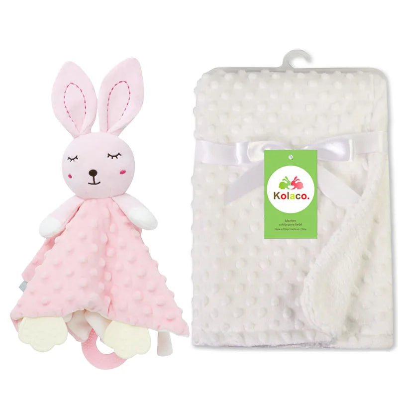 Personalized Newborn Baby Blanket with Name Custom Stroller Sleeping Dolls Animal Security Towel Gift Set for Baby Shower Gifts Purest Peak