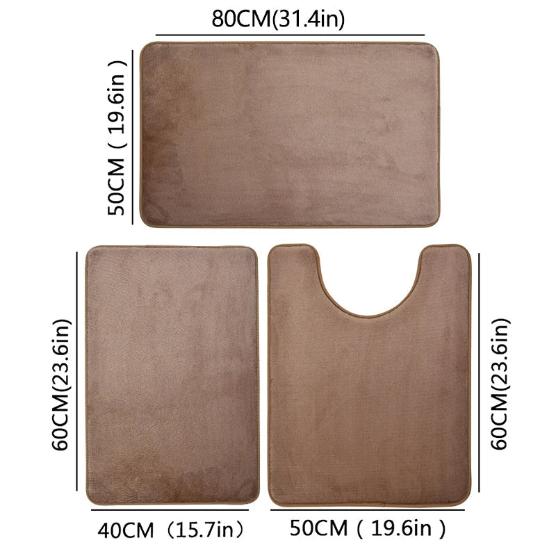 Three Piece Toilet, Bath Floor Mat, Shower Mat, Bath Absorbent Mat, Non Slip Carpet, Soft and Comfortable, Laundry Room. Quick Pick Grocers