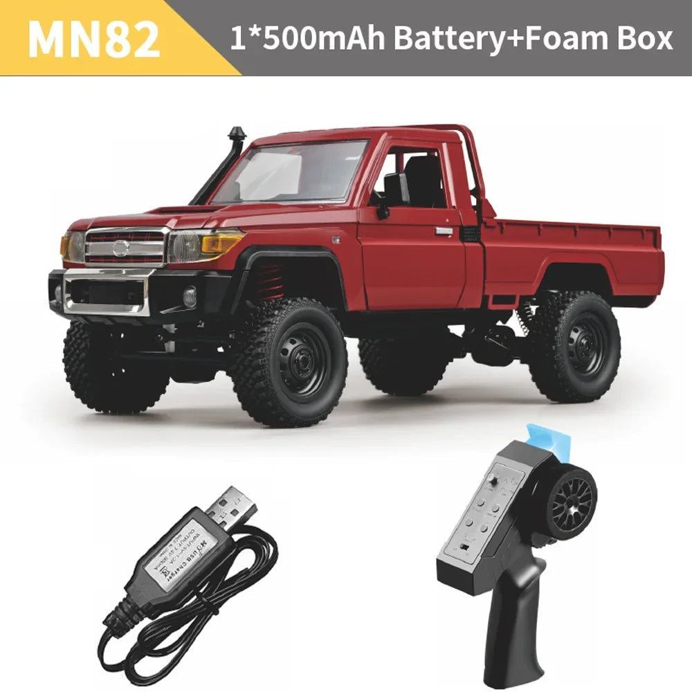 MN82 4WD Off-road Rc Car With LED Lights 1:12 Full-scale Simulation Professional 2.4G Remote Control Pickup Truck Model Kids Toy Quick Pick Grocers